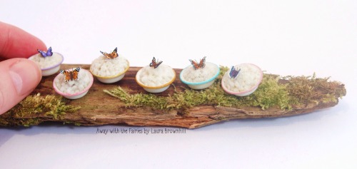 Butterfly’s on little bowls of sugar cubes Away with the Fairies by Laura Brownhillhttps://www