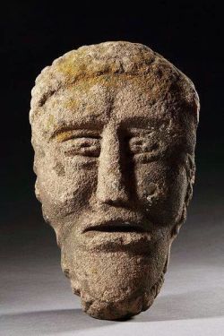 scultore-blog:  British Celtic Sandstone head. 100 BC- 100 CE