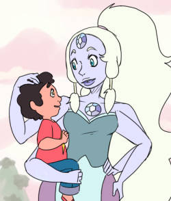 feralchildofflames:   &ldquo;All I wanna do is see you turn into a giant woman&rdquo;  Steven is a cutie and Opal is one bad-ass fusion. ’ w ‘ 