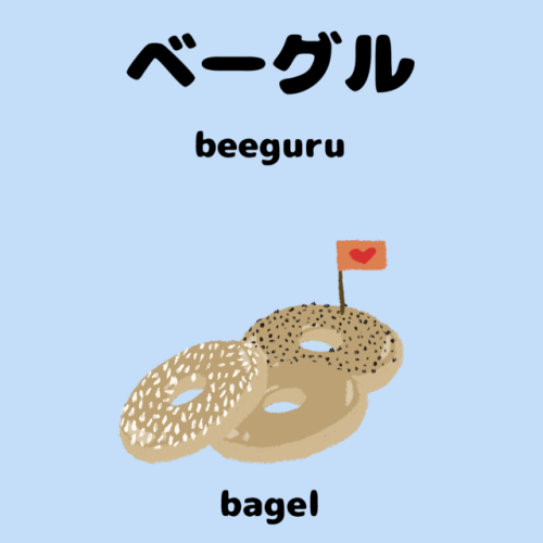 Vocabulary Word 12 :ベーグルbeegurubagelInstagram @ happystudyblog