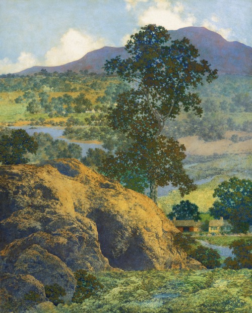 thunderstruck9:Maxfield Parrish (American, 1870-1966), New Hampshire Hills (New Hampshire Landscape)