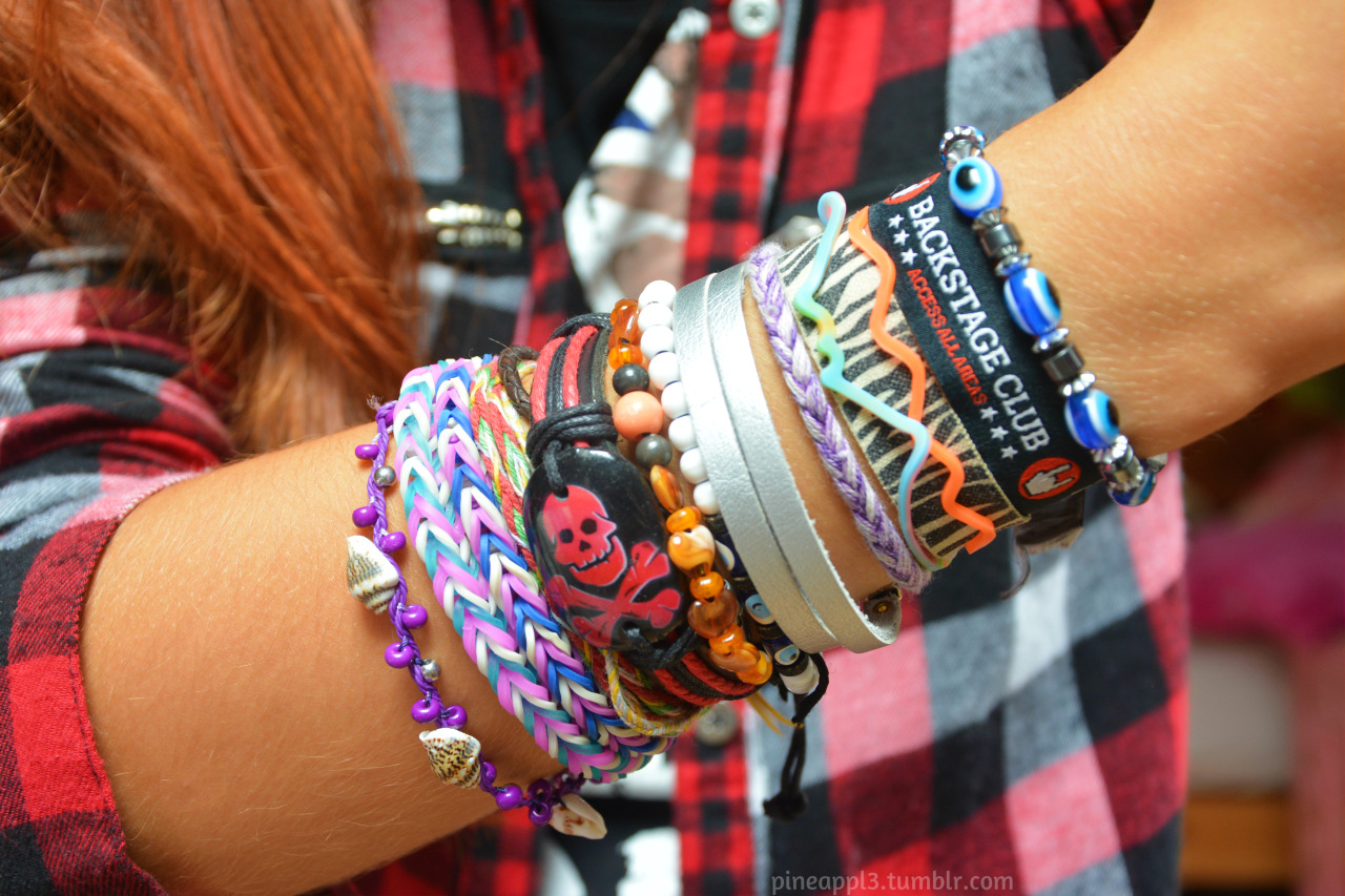 pineappl3:  I FINALLY took a decent picture of my bracelets! :D I don’t get how