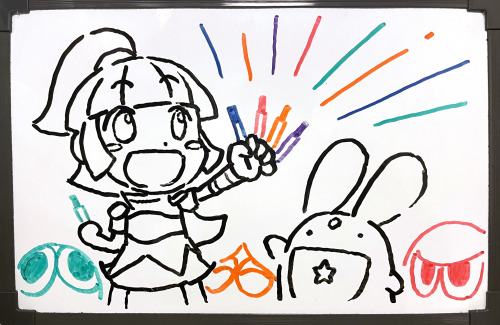 Whiteboard drawing by Akira Mikame (Art Director of the Puyo Puyo series) (source)