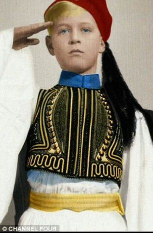 Young Prince Philip,photographed in traditional Greek attire.Philip is the Duke of Edinburgh, the hu