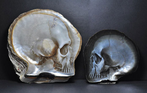punk-arts:  Mother of Pearl Skulls 