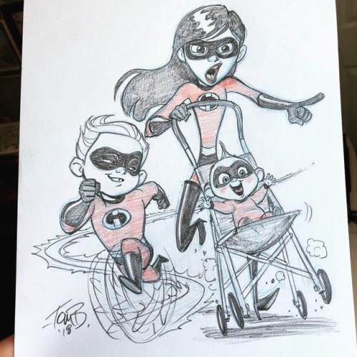 tombancroft1:I had to complete my #incredibles2 sketch collection with fan art of #dash, #violet, an