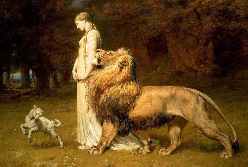 vesper6sundari: anarchy-of-thought:    Briton Rivière Una and the Lion, from Spenser’s