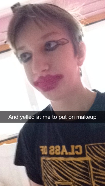 missbrostrider:  Yea so my mom was yelling at me to put on some makeup so I at least look like a girl, and me being me I just had to be a little shit and do this. 