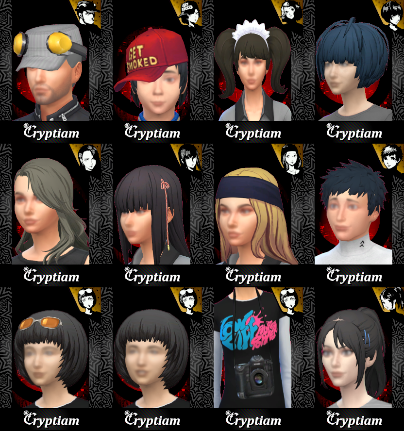 Cryptiam • Sims 4 - Persona 5 Royal CC: Hairstyles Pack #1