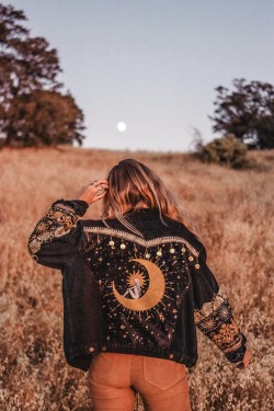 Dreamy Moons Embellished Denim Jacket Wild and...