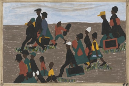 The migrants arrived in great numbers, Jacob Lawrence, 1940-41, MoMA: Painting and SculptureGift of 