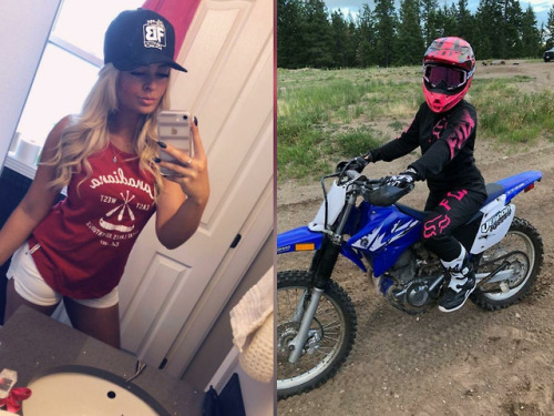 Blonde, beautiful &amp; a badass Shoutout to the beautiful #Motochick @celiinek_ #motocrossbabes