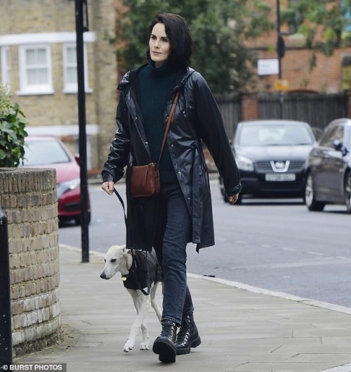 Michelle Dockery out walking her dog 