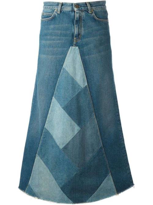 SAINT LAURENT patchwork denim skirt