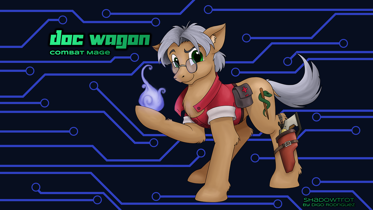 outlawmares:  Wallpaper version of my Shadowtrot OC, Doc Wagon. Some say an earth