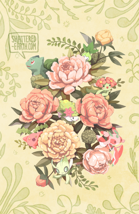 shattered-earth: Florals &amp; Pokemon Print for Fanime / AX etc. inspired by Studio Sanderson. 