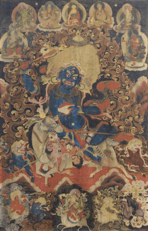 A THANGKA DEPICTING PALDEN LHAMO ON A MULE. TIBET, 18TH CENTURY.(Source)