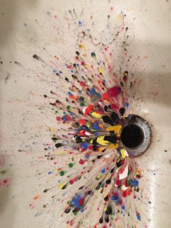 coluring:  what happens when you dump your acrylics down the sink 