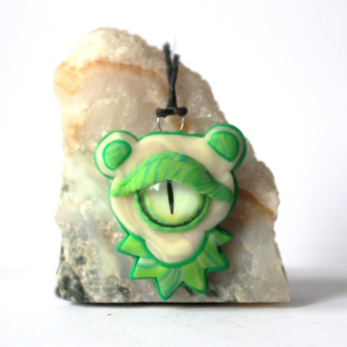 Glow in the Dark Alien Dancing Bear pendant available at etsy.com/shop/lxnd