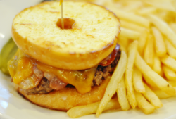 lets-just-eat:  Donut Cheeseburger with Fries 