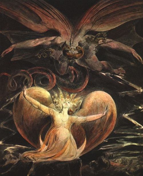 cosmikksacrifice: William Blake, The Great Red Dragon and the Woman Clothed with the Sun, 1805-1810