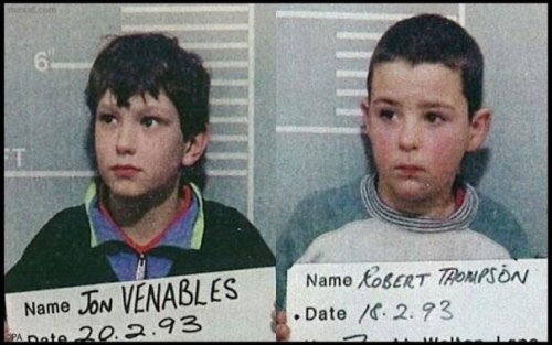 thingstolovefor:  Venables and Thompson, two 10 y/o boys. Abduct, torture and murder 2 y/o James Patrick Bulger. Were sentenced to custody until they reached adulthood, and then released under new identities in June 2001. George Stinney, 14 y/o. Arrested