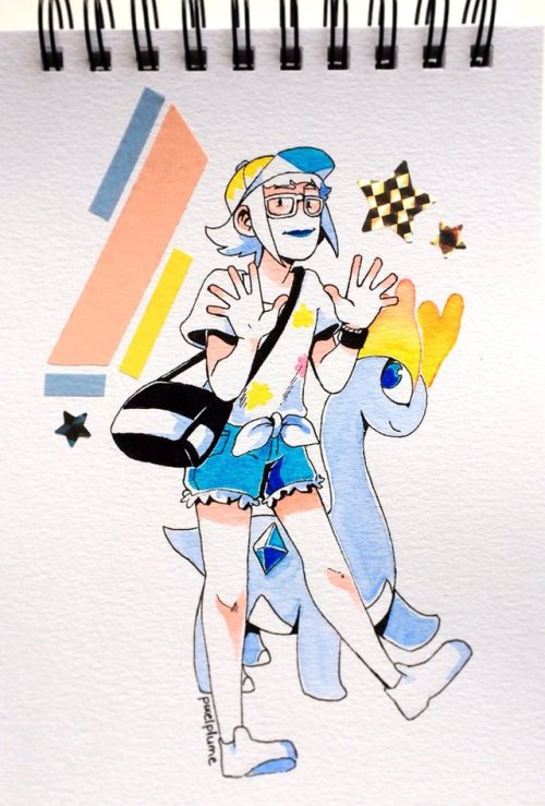 pixelplume:  My Ultra Moon protag Plume and her Amaura. <3
