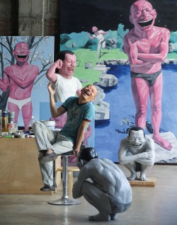 criwes:  Portrait of Yue Minjun in his studio