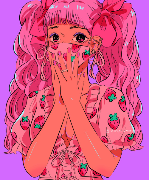 stephaniepriscillart:  Miwako in Lirika Matoshi’s Strawberry Dress 🍓