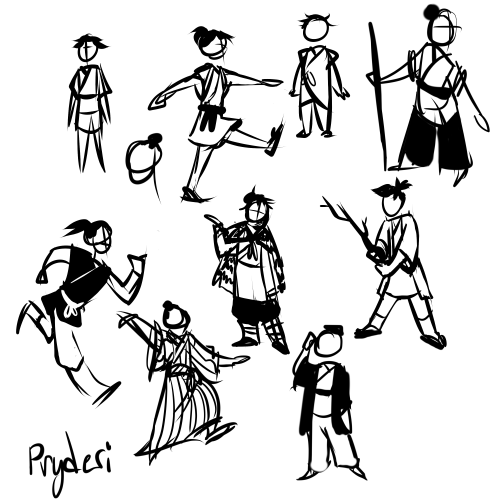 character thumbnails! based on the legend of Rhiannon but culture shifted into feudal japan