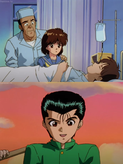 Them ❤️‍🔥 #yyh #yusuke #yusukeurameshi #keiko #keikoyukimura #yuyuhak, yusuke seeing everyone crying over him