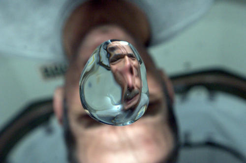 thefrogman: colchrishadfield: If you blow on the weightless sphere of water it distorts, and creates