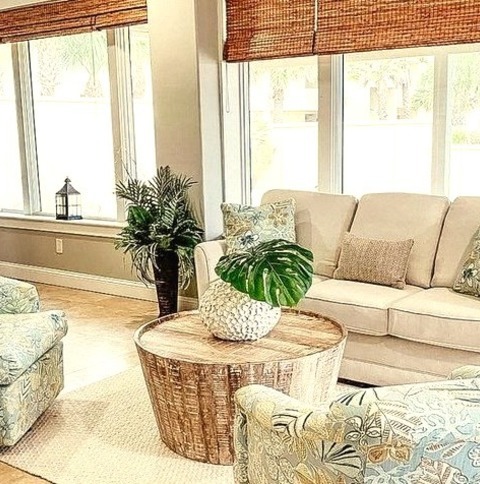 Sun Room - Beach Style SunroomExample Of A Sizable Sunroom In The Beach Style With A Beige Floor And