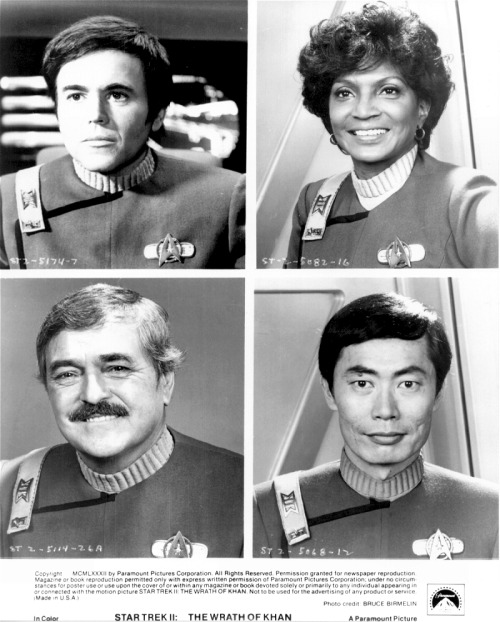 fuckyeahstartrektos:classictrek:Publicity Photo Sheet, Star Trek II: The Wrath Of KhanPerfection.