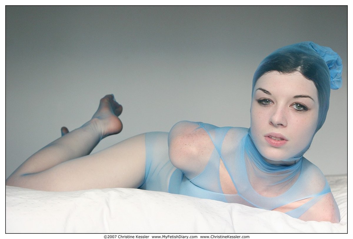 sensualspectrum:  more rare photos of Stoya in light-blue nylon encasement bondage