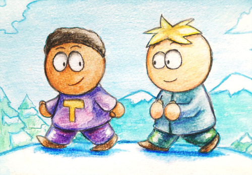 tekuteku10:  Token&amp;Butters♪ 友人からの頼まれ者です。  Made by my friend！ So happy！友達がトークンとバターズ描いてくれて嬉しい♡