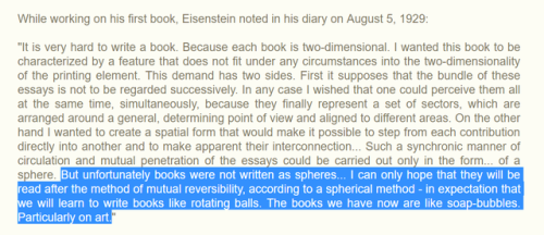 Eisenstein on the spherical book in Oksana Bulgakowa’s Sergei Eisenstein, A Visual Universe.