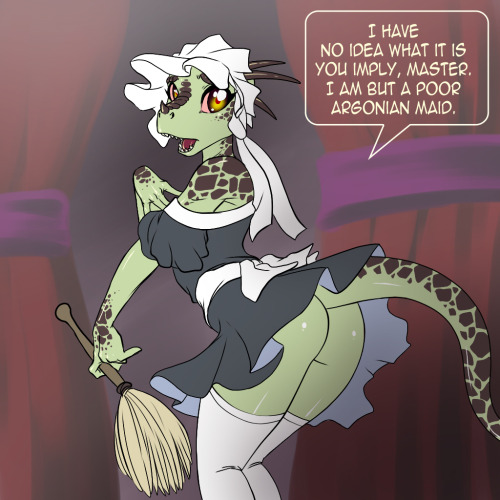 I HAVE NO IDEA!!! by chochi ohgod ohgod did i ever blog this?!? I don’t think i did. hnnngnnngngggn that’s like the cutest argonian maid i’ve ever seen ;___;