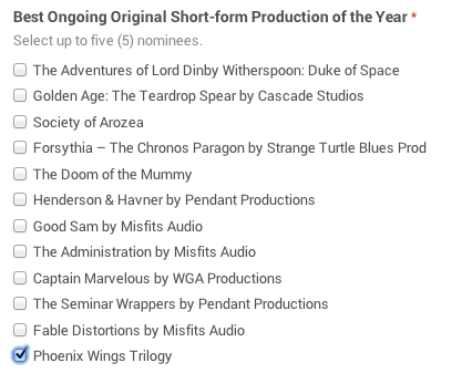 I've been nominated for an award! But...
