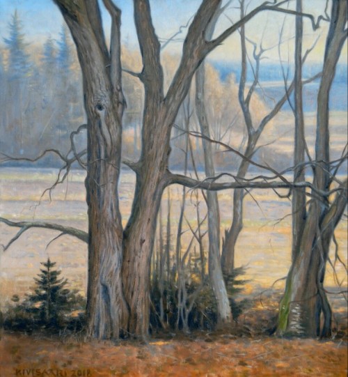 Autumn Landscape  -   Leevi Kivisaari. 2016Finnish,b.1977-Oil on canvas,70 x 65 cm.