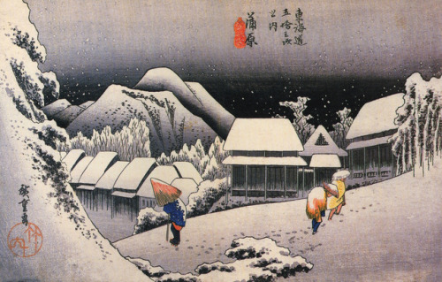 A Village in the Snow (Kambara), from the series Fifty-Three Stations of the Tokaido, Hiroshige, aft