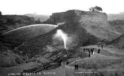 ryanpanos:  Building Seattle | Via   “The instincts of the pioneer led them aright. Although not without its difficulties, the situation of Seattle is unique among the cities of the world.” -Arthur H. Dimock 1926 At the beginning of the 20th century,