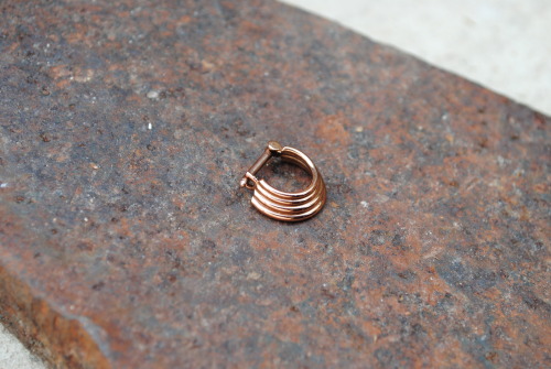Silver 4-Ring w/nano ceramic rose gold plateby honeycomb organics