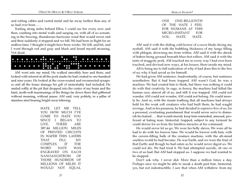 microtext:I Have No Mouth, and I Must Scream by Harlan EllisonOriginally published in IF: Worlds of 