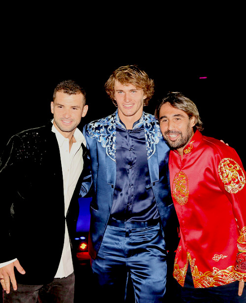 dominicsthiem: Grigor Dimitrov, Alexander Zverev and Marcos Baghdatis during the Welcome Reception f
