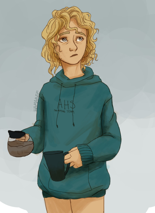 hamabee: sleepy annabeth + boyfriends hoodie= mood