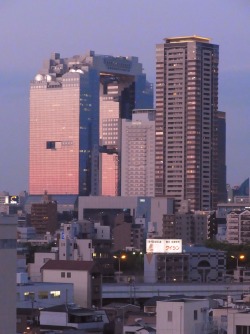 kuromoon: A cityscape in sunsetOsaka, Japan. 2013