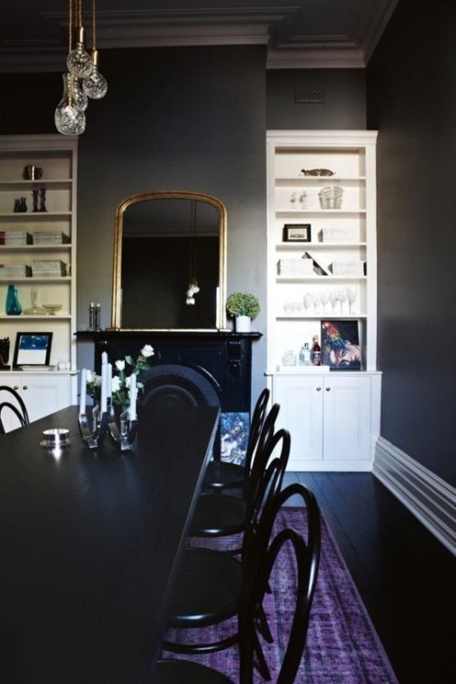 This dining room and I are feeling moody today.  via apartment therapy
