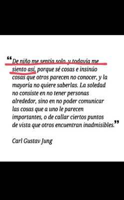 conserva-tus-colores:  Hoy vi esto y me  hizo click … no porque yo me crea mejor que nadie. No va por ahí la cosa (por si ud está pensando; “esta tipa se cree igual a Carl Jung”).   Es por que  realmente siempre me sentí sola y sigue siendo así,