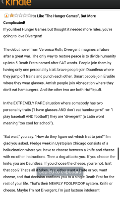 lostvox:  thesuperjew:  peechingtonmariejust:  I was going to buy Divergent and then I saw this review  Perfect  I know nothing about Divergent and this was possibly the best thing I’ve ever read 